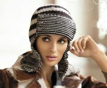 Оригинальная шапка ушанка для женщин спицами. Описание вязания ушанки на спицах пошагово. Женская шапка берет спицами с описанием и схемами